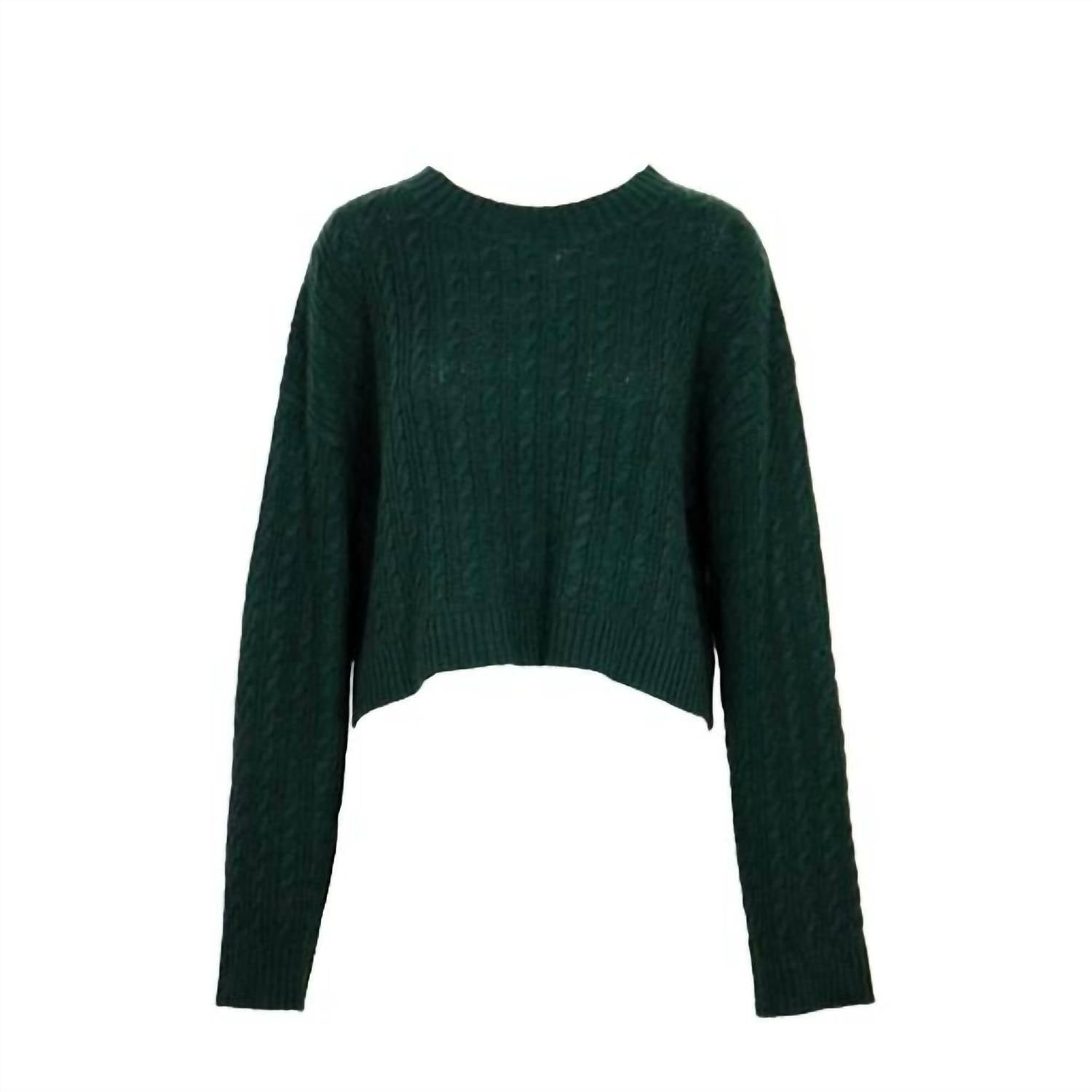 Lucy Paris - Shay Cable Knit Sweater - clothing - crew - green