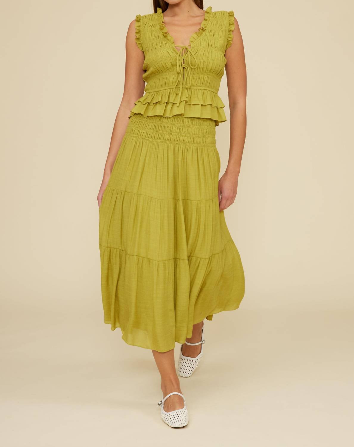 Lucy Paris - Tropez Smocked Top - blouses - clothing - polyester