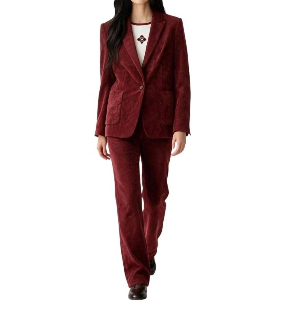 Luisa Cerano - Single Button Corduroy Blazer