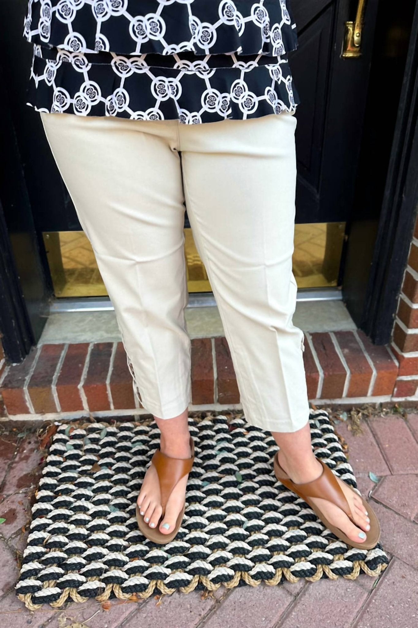 Lulu - B - Bangladine Pull - on Capri Pants - ankle - beige - clothing