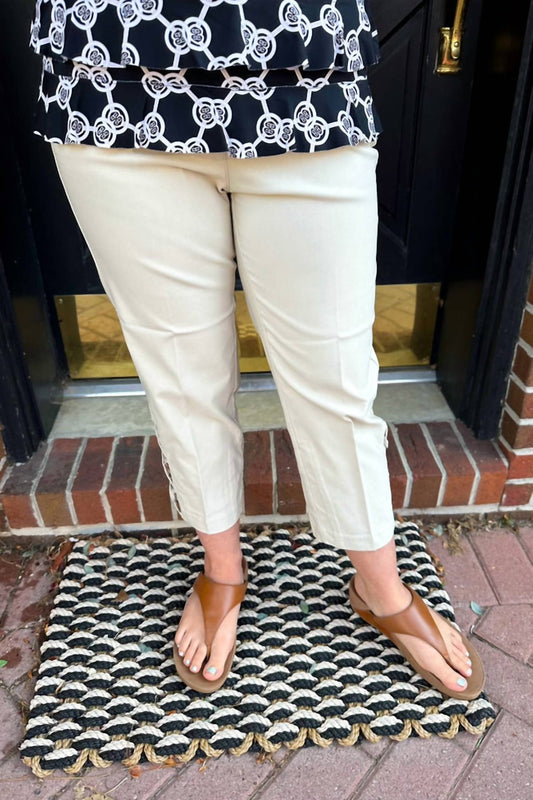 Lulu - B - Bangladine Pull - on Capri Pants - ankle - beige - clothing