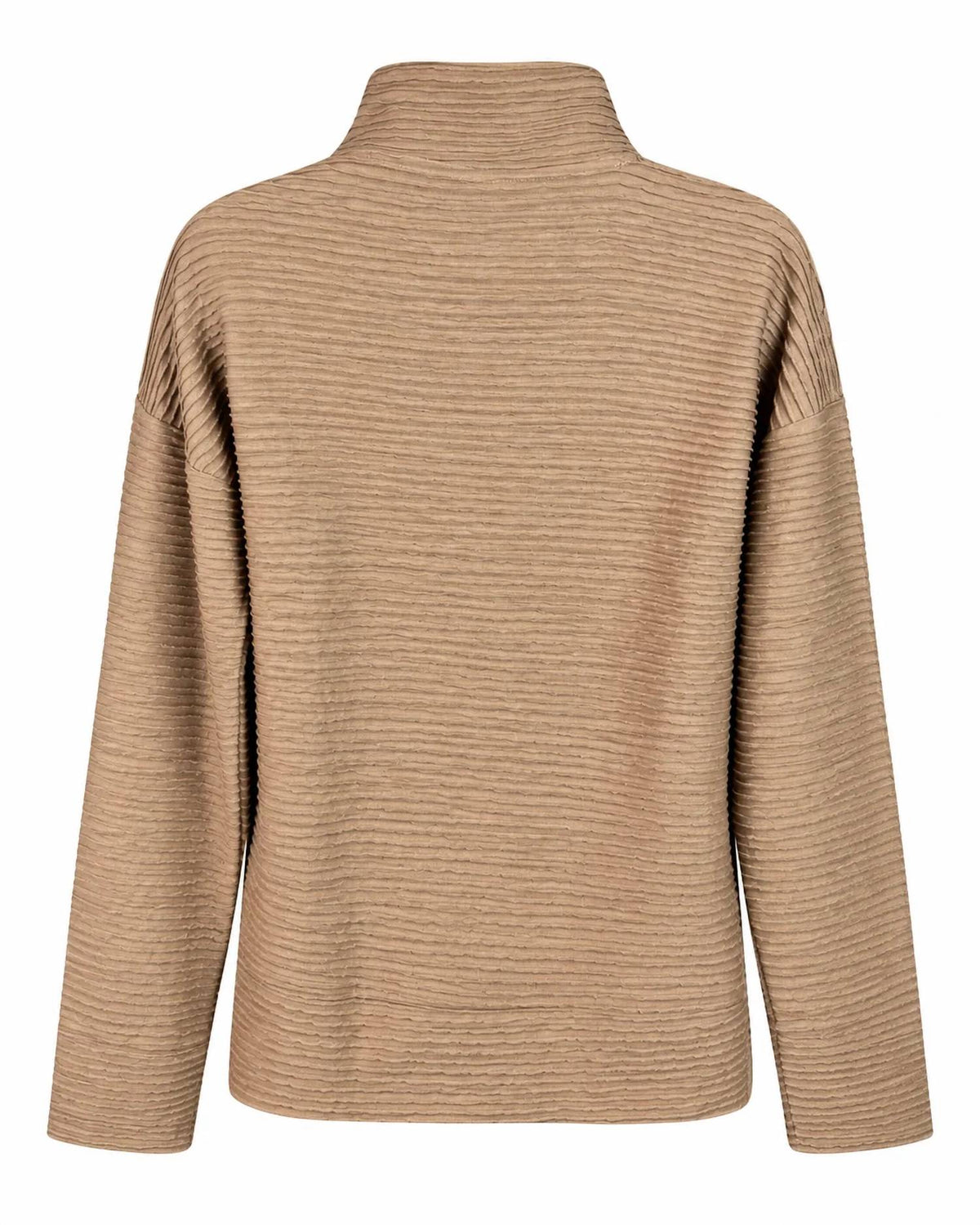 Lulu-B - Wavy Textured Half Zip Pullover Sweater