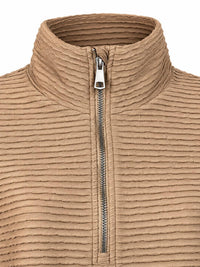 Lulu-B - Wavy Textured Half Zip Pullover Sweater