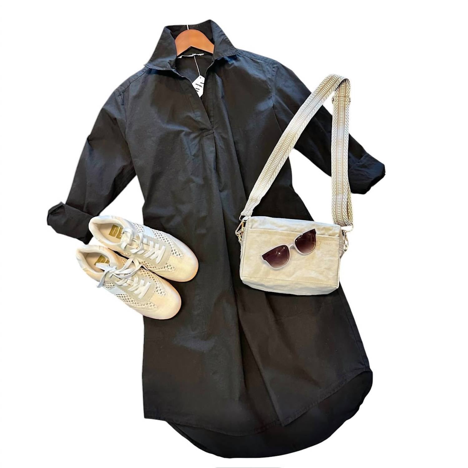 Luna Luz - Belleville Shirt Dress - black - clothing - cotton