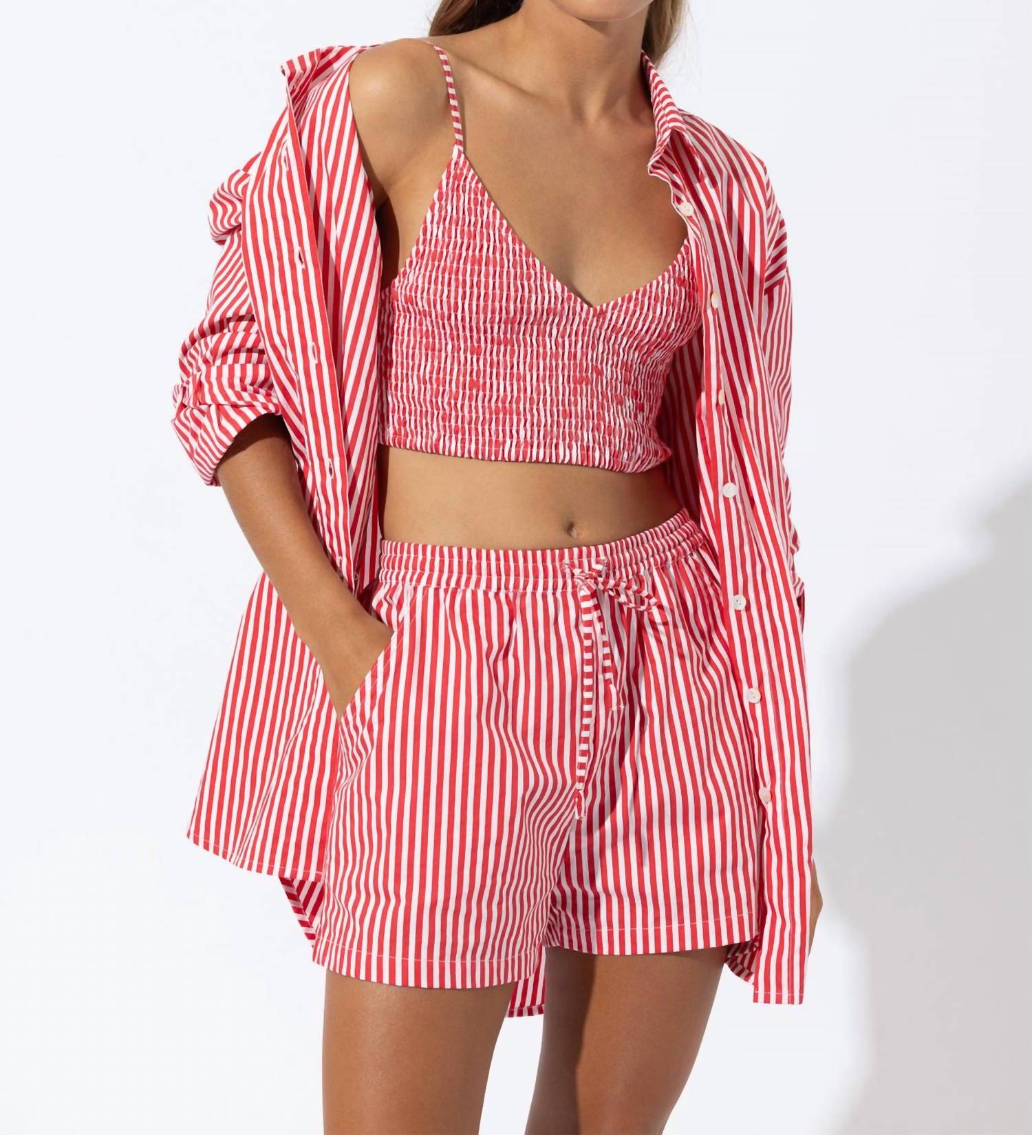 Lusana - Donovan Poplin Short - clothing - cotton - high - waist