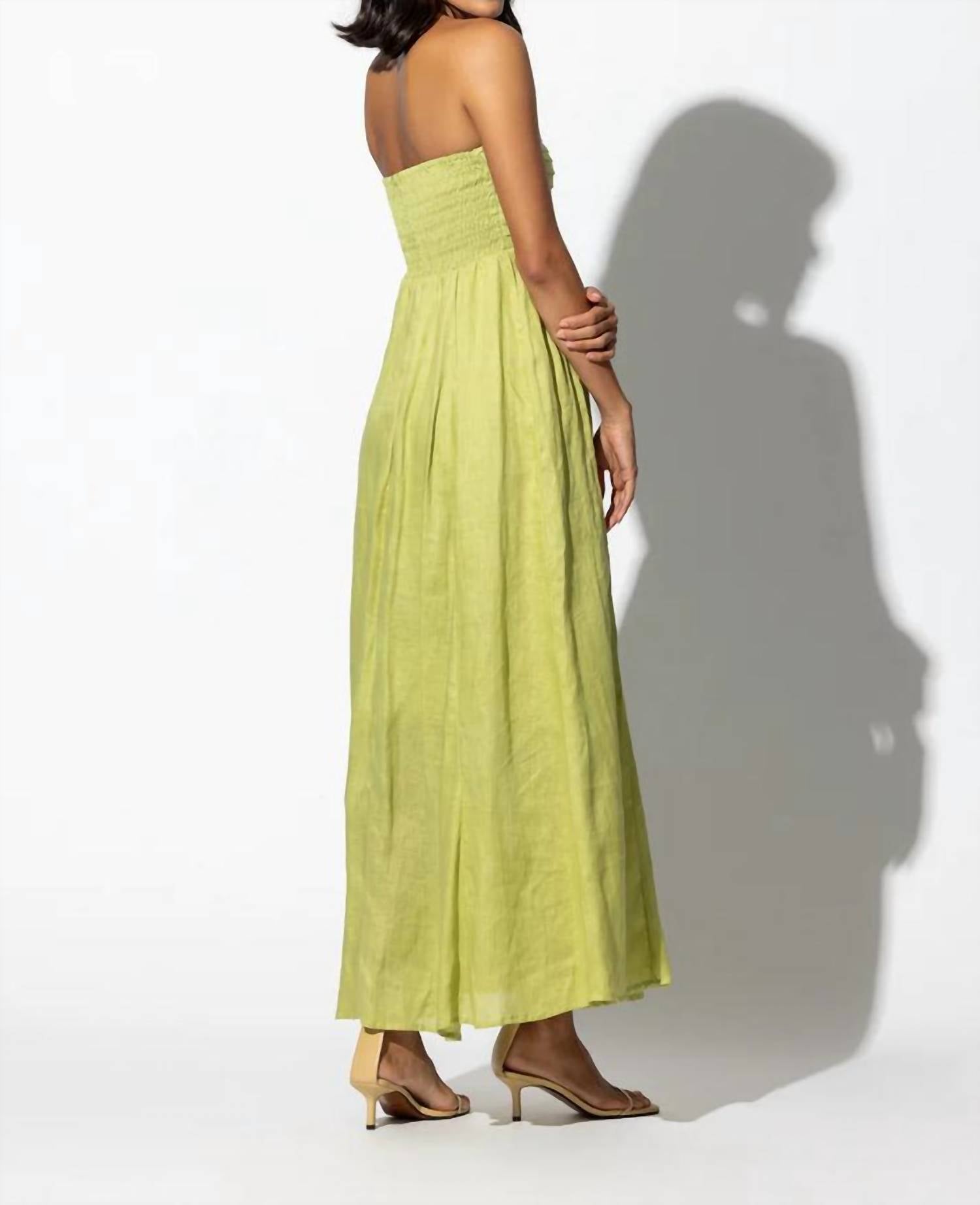 Lusana - Talia Linen Maxi Dress - clothing - dresses - green