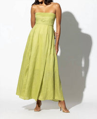 Lusana - Talia Linen Maxi Dress - clothing - dresses - green