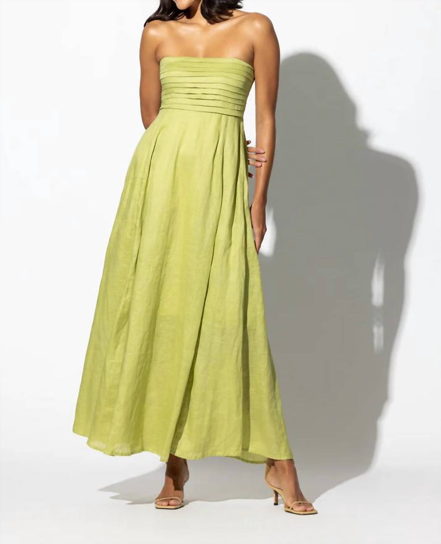 Lusana - Talia Linen Maxi Dress - clothing - dresses - green