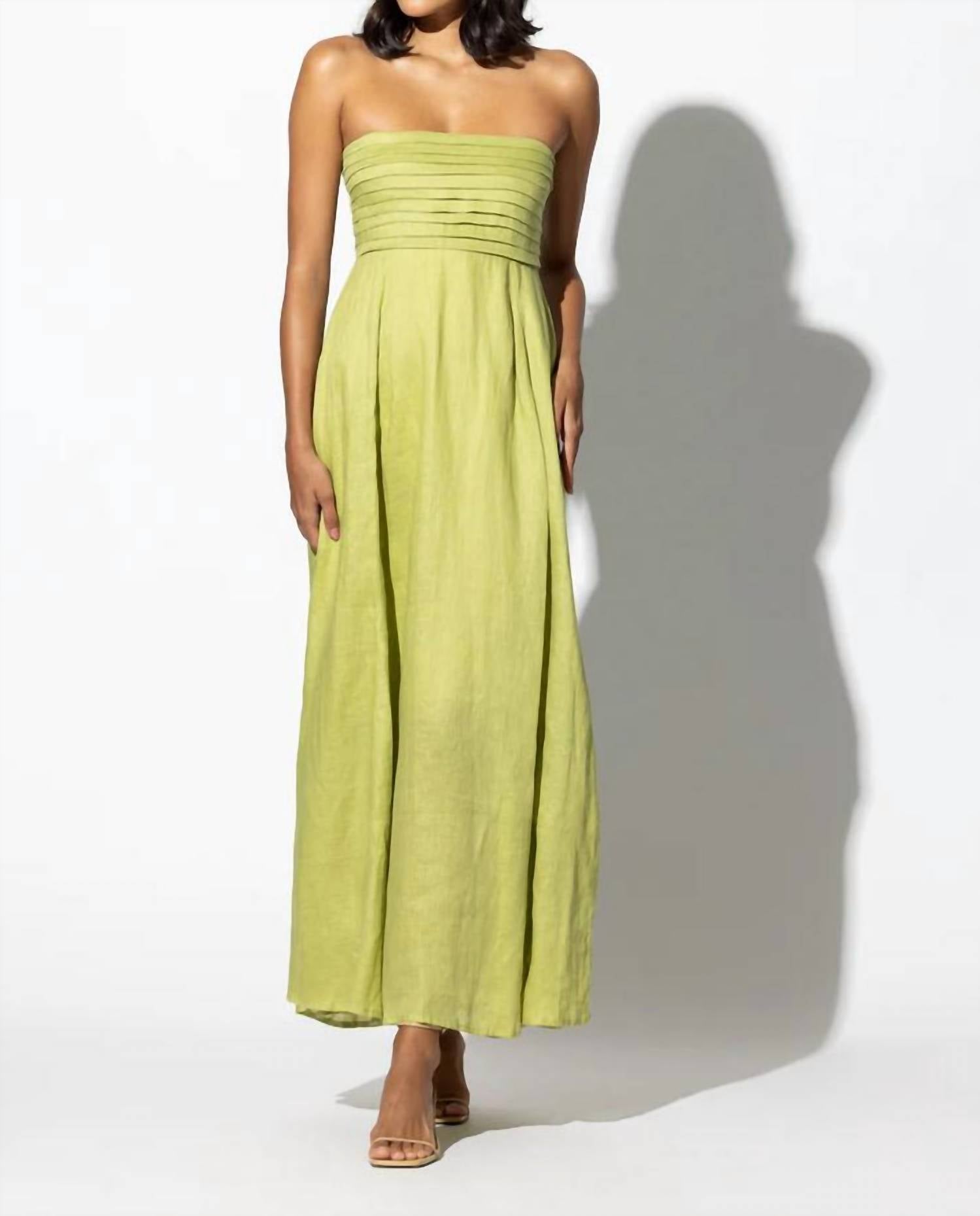 Lusana - Talia Linen Maxi Dress - clothing - dresses - green