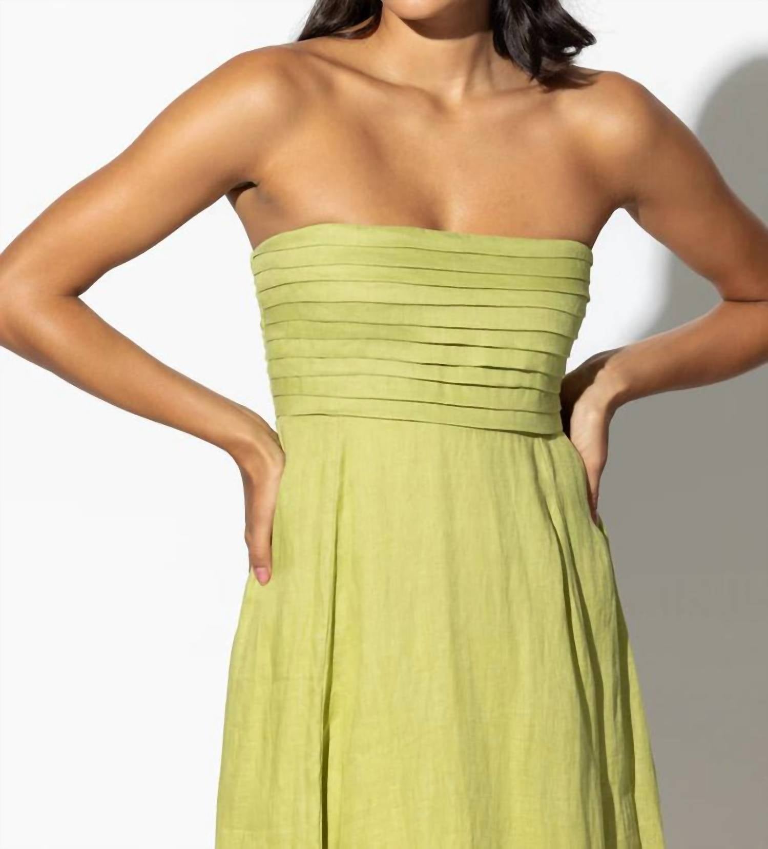 Lusana - Talia Linen Maxi Dress - clothing - dresses - green