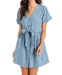 Lush - Button Tie Mini Dress