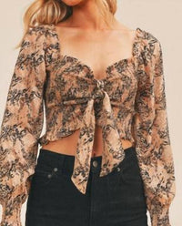 Lush - Smocked Tie Front Top