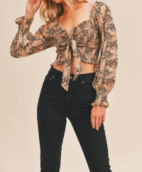 Lush - Smocked Tie Front Top