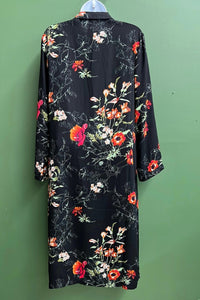Lush - Women's Long Black/floral Cover Up
