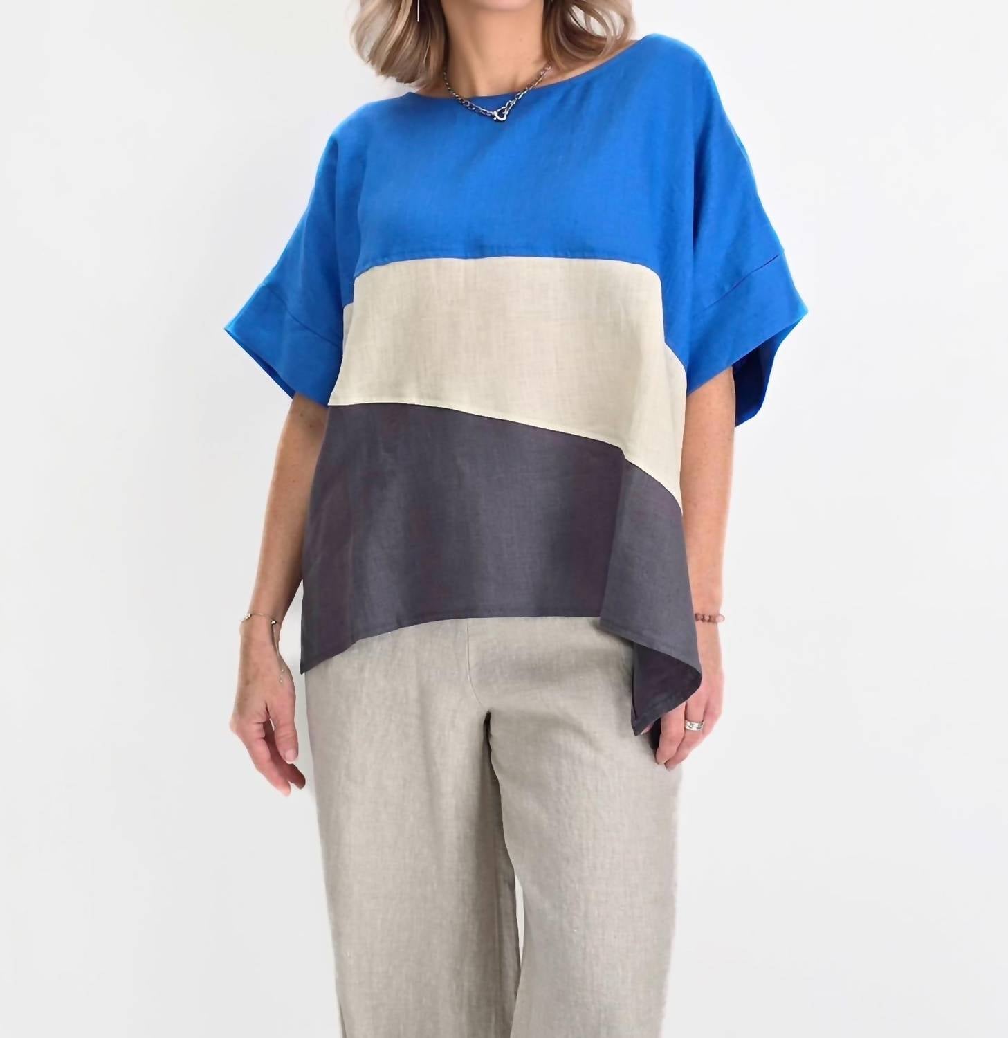 Luukaa - Breeze Top/ Triple Blue - blouses - blue - clothing