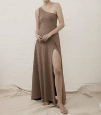 Luxe De Valentina - One Shoulder Como Maxi Dress - clothing - dresses - gold