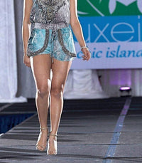 Luxe Isle - Serpentine Silk Shorts And Tank - clothing - grey - patterned