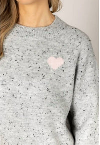 Lyla & Luxe - Speckled Sweater with Hearts