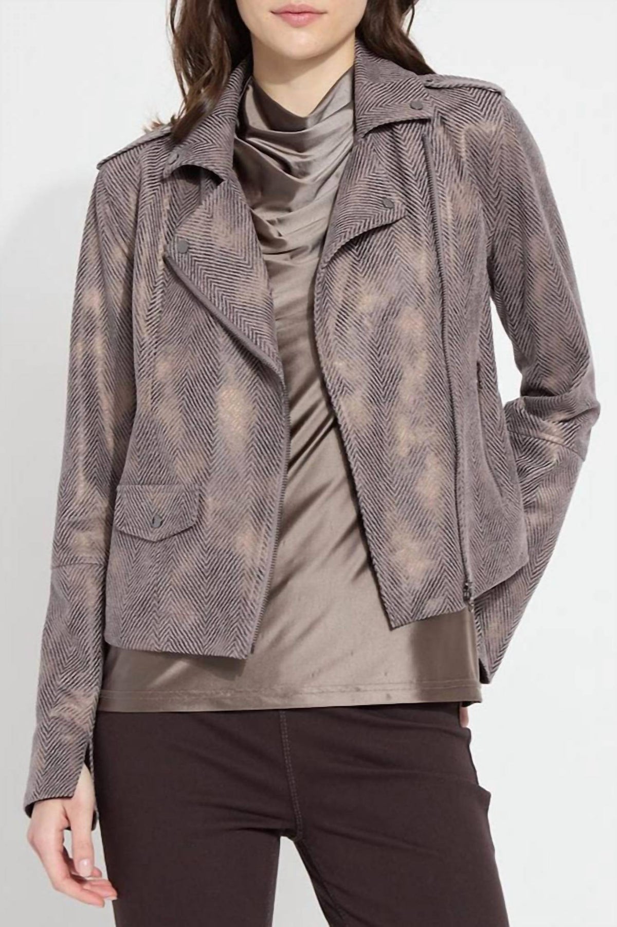Lysse - Amelia Printed Vegan Suede Moto Jacket
