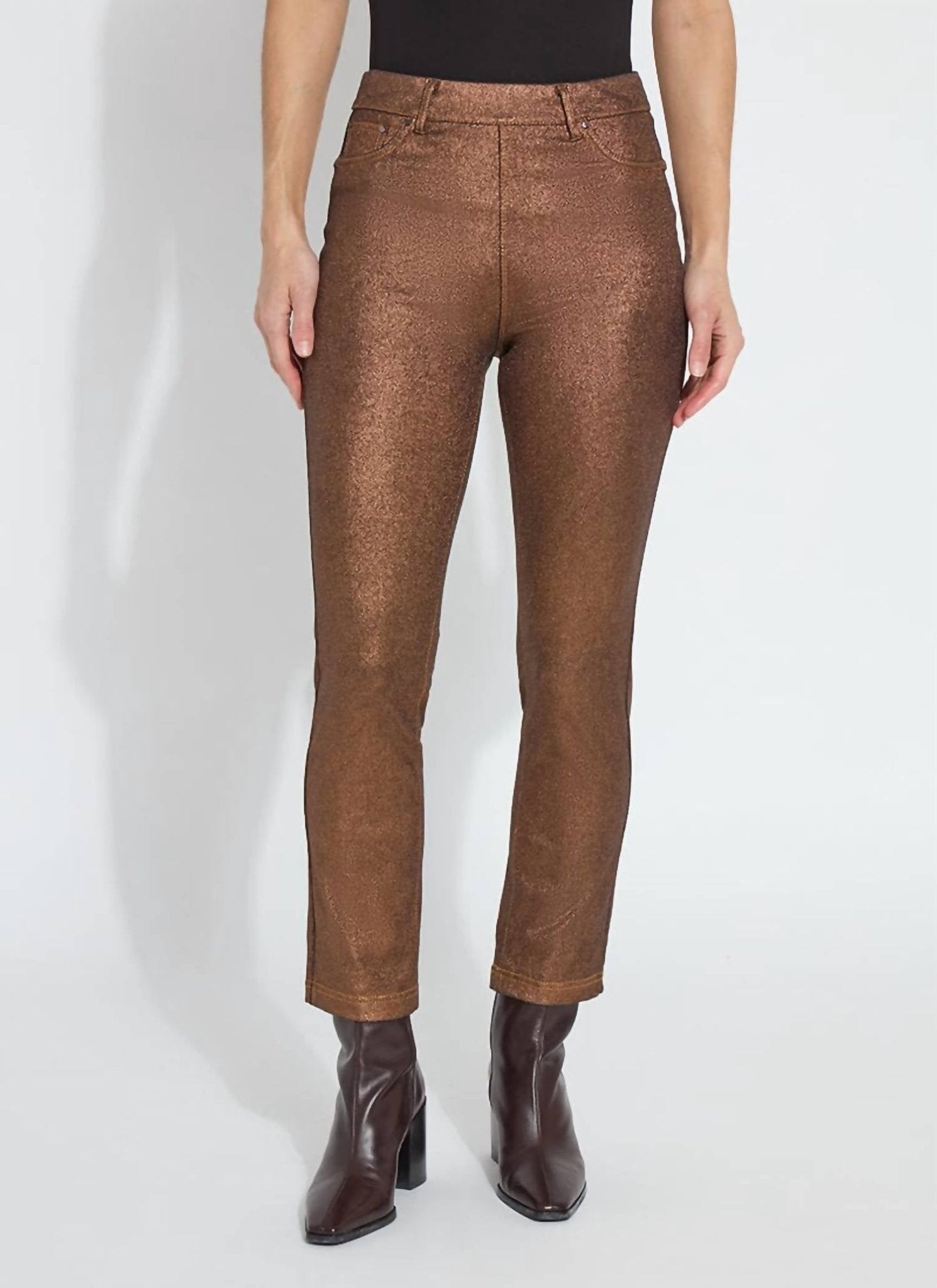 Lysse - Coated Straight Denim Pants - brown - clothing - cotton - blend