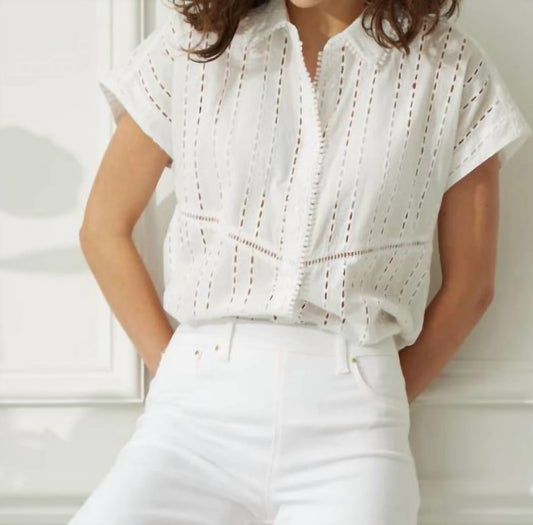 Lysse - Cornet Cotton Eyelet Top - clothing - geometric - shirts