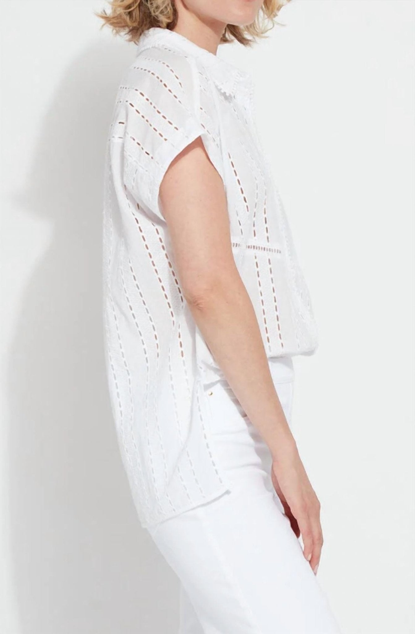 Lysse - Cornet Cotton Eyelet Top - clothing - geometric - shirts