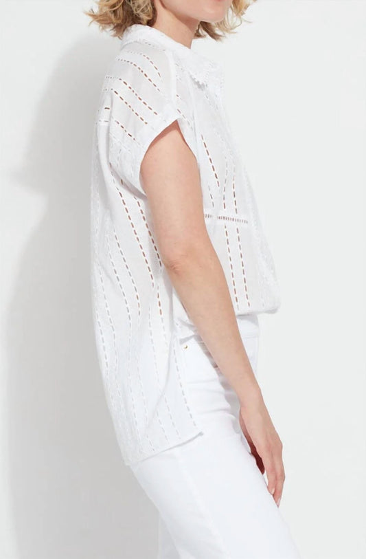Lysse - Cornet Cotton Eyelet Top - clothing - geometric - shirts