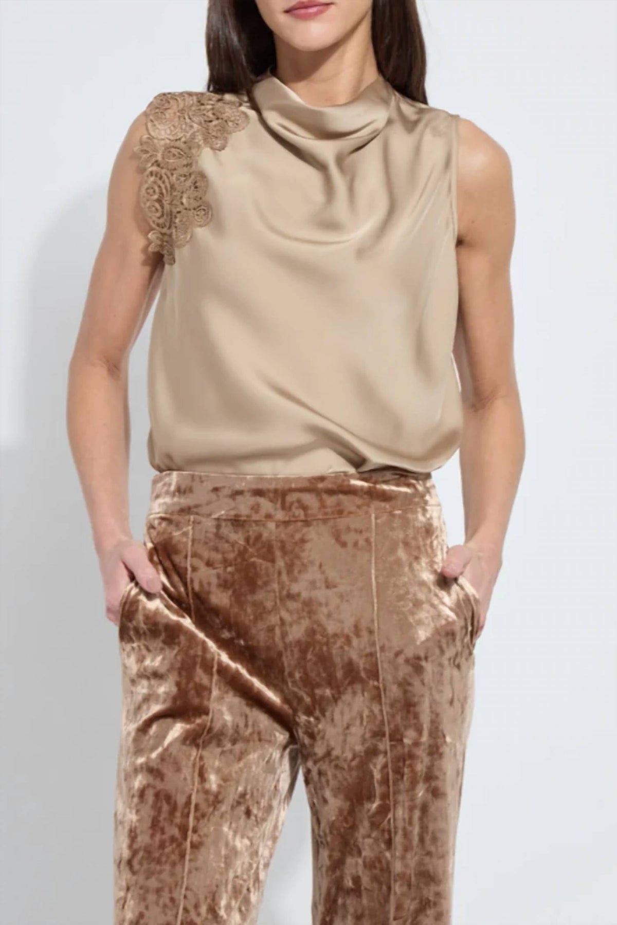 Lysse - Guipure Lace Trim Shell Top