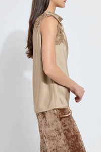 Lysse - Guipure Lace Trim Shell Top