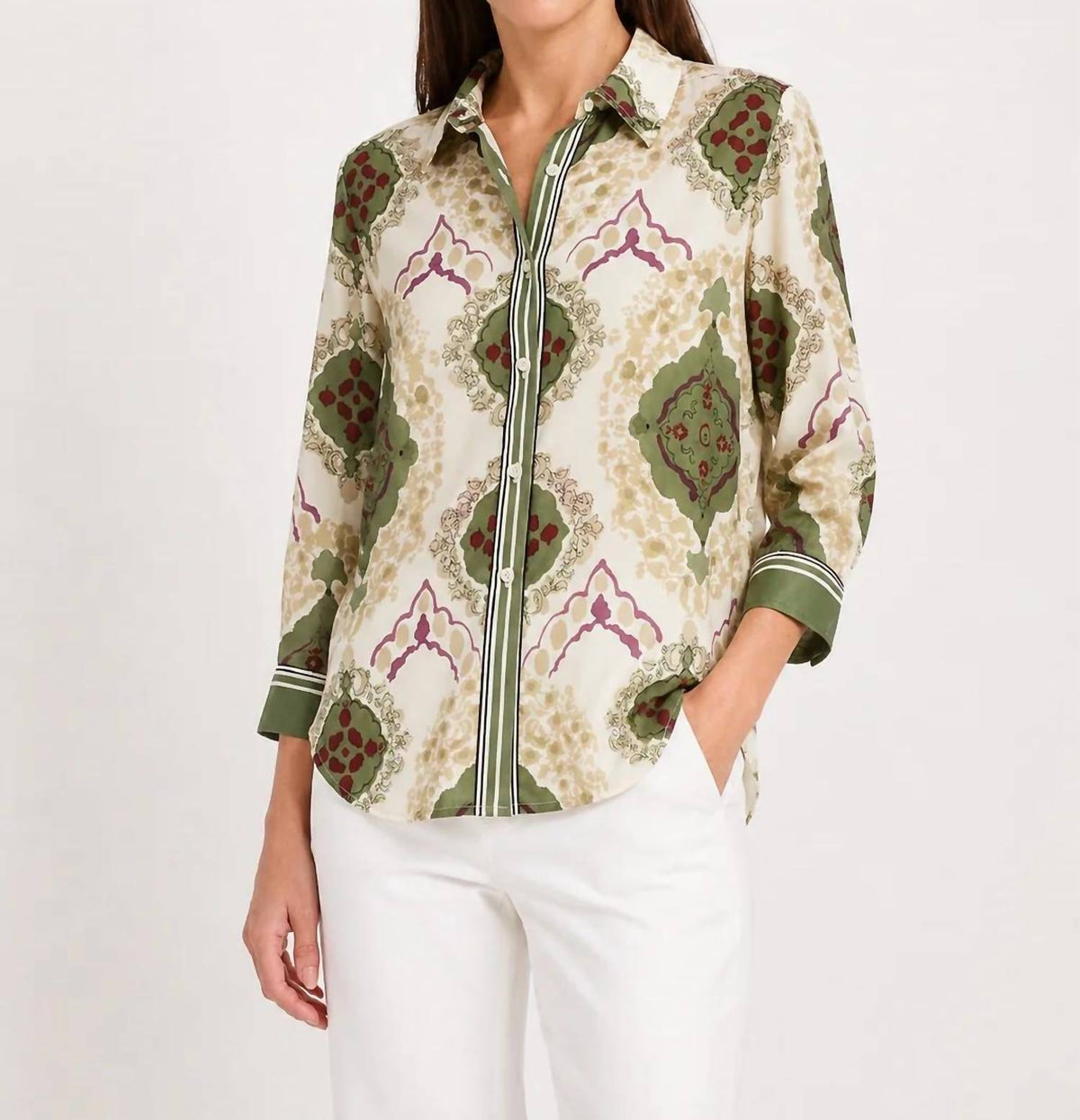 Lysse - Ishani Roll Tab Printed Shirt