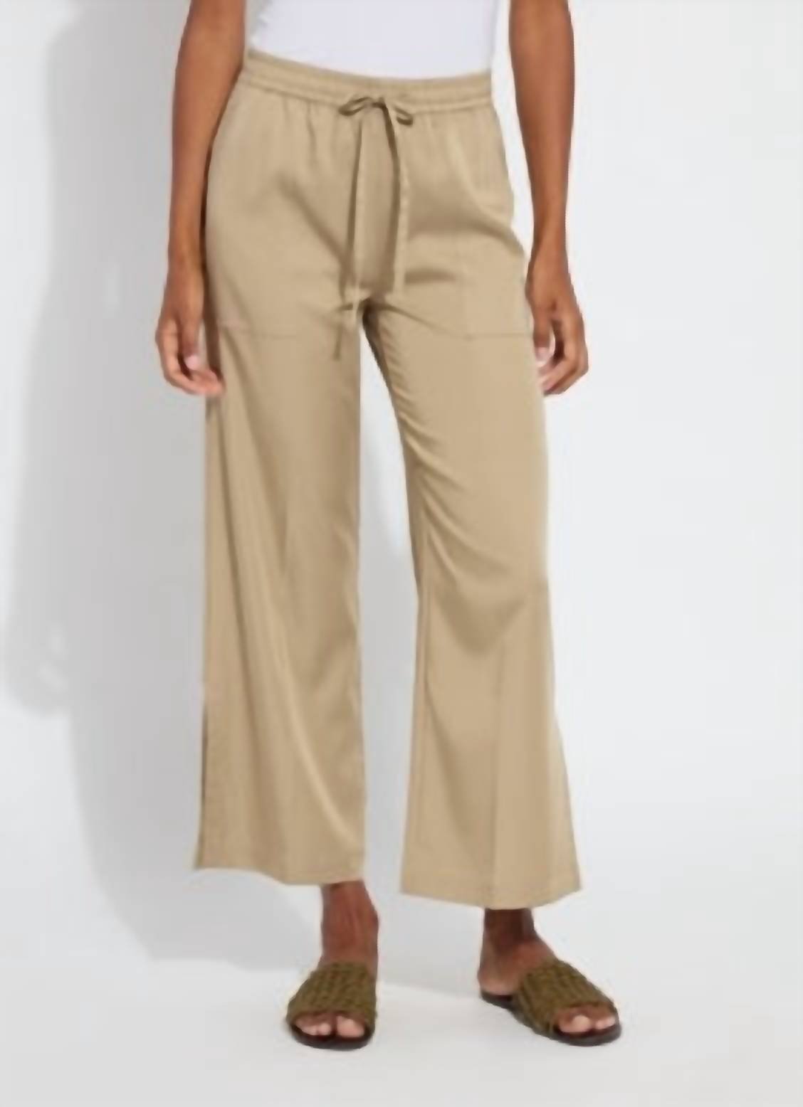 Lysse - Zena Drawstring Ankle Wide Leg - brown - clothing - pants