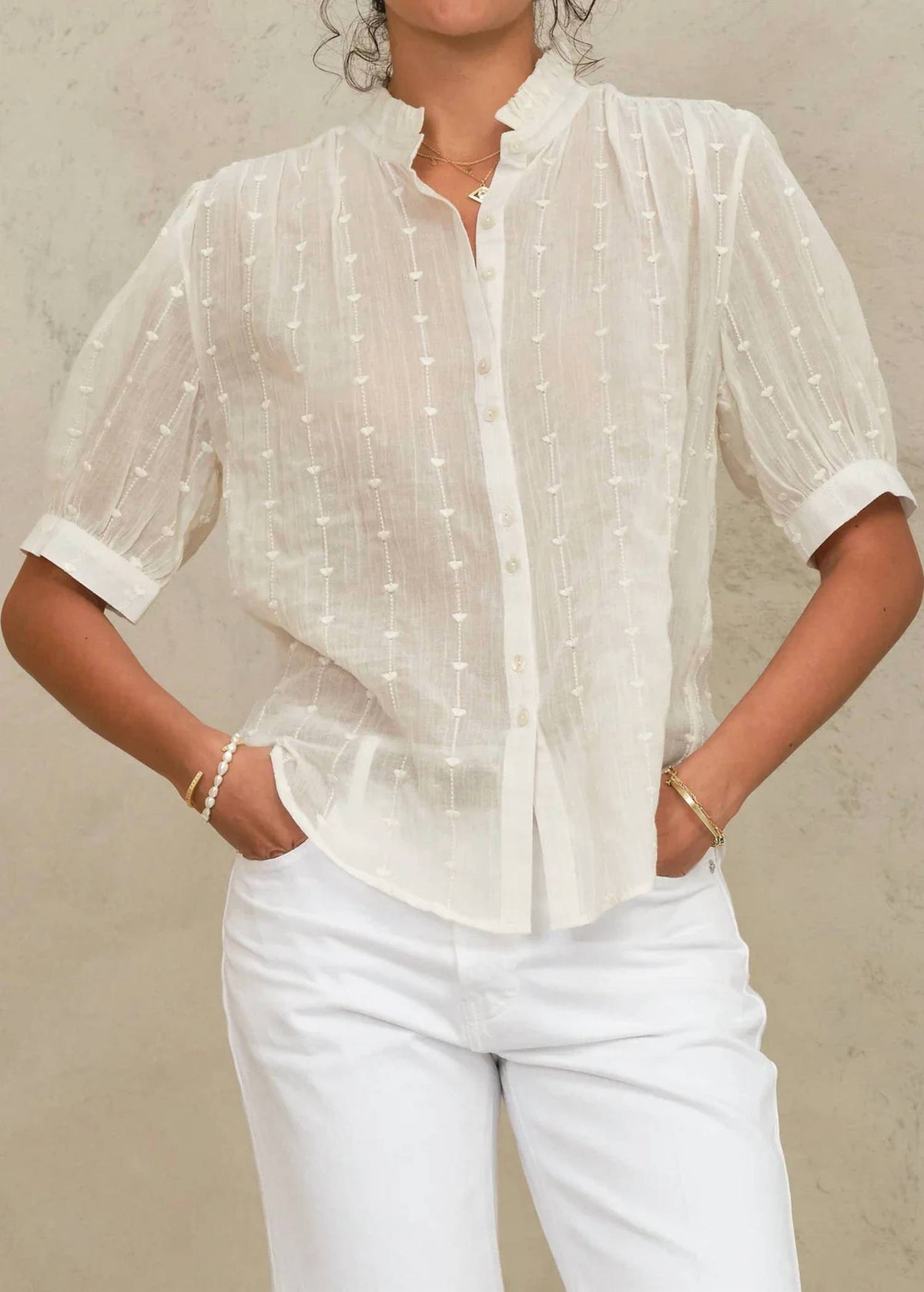 M.A.B.E. - Alli Emb Short Sleeve Top