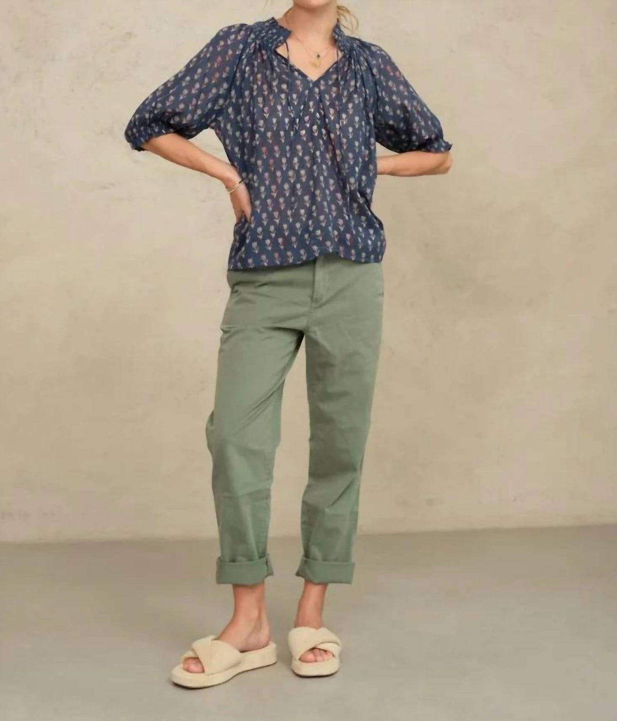 M.A.B.E. - Ari Print Short Sleeve Blouse