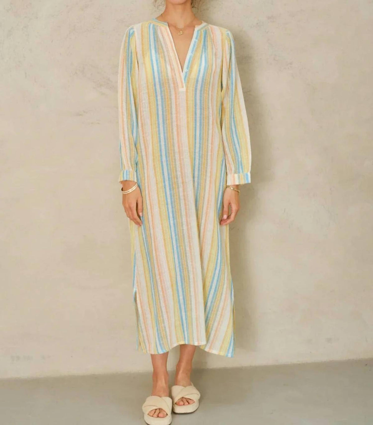 M.A.B.E. - Kori Stripe Kaftan Midi Dress