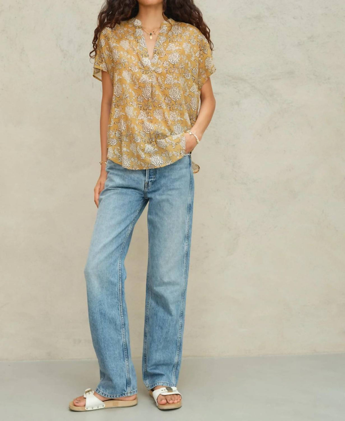 M.A.B.E. - Tulsi Print Short Sleeve Top