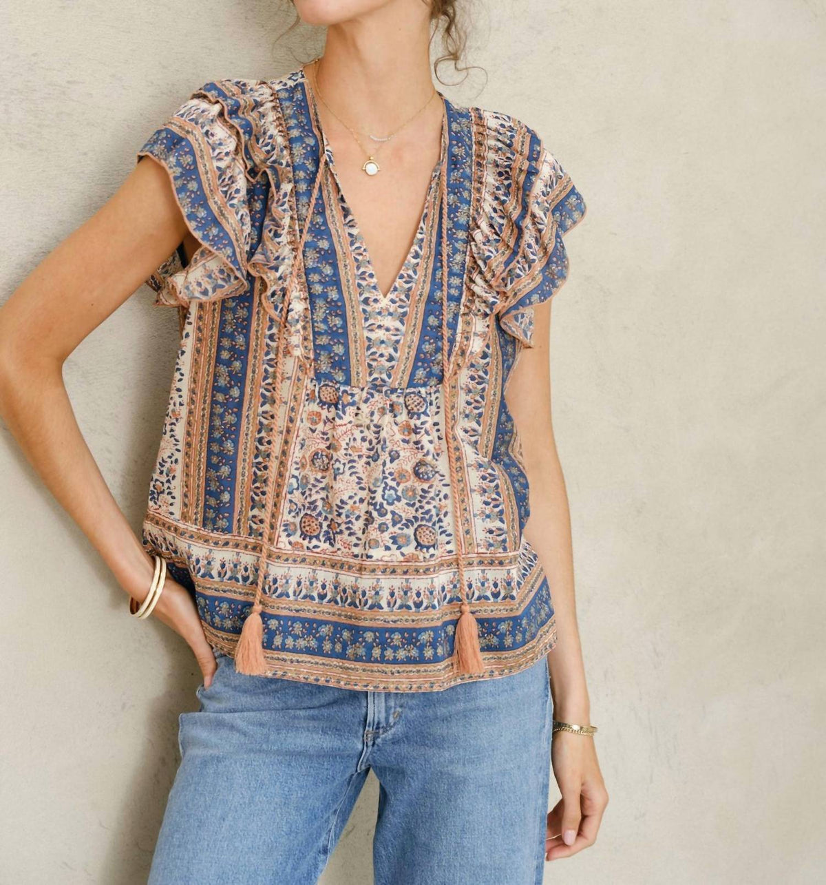 M.A.B.E. - Cass Print Frill Top
