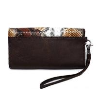 M.A.B.E. - Women's Studded Python Print Clutch Wallet
