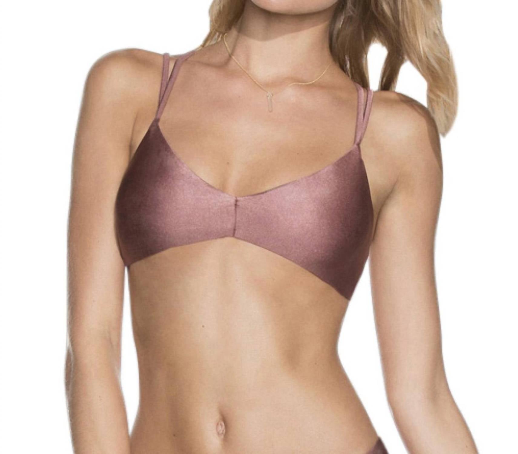 Maaji - Shimmering Reversible Porto Bralette Strappy Back Bikini Top - bikinis - brown - clothing