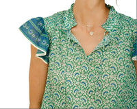 M.A.B.E. - Dana Print Short Sleeve Top - blouses - clothing - cotton