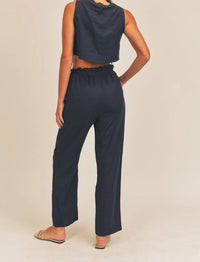 Mable - Aya Crop Top And Pants Set