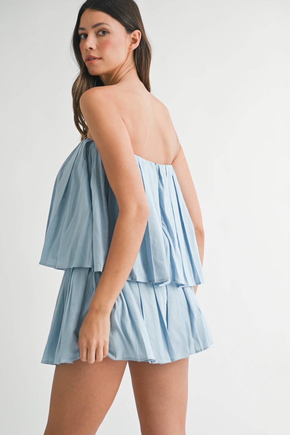 Mable - Blended Sunsets Pleated Tube Top
