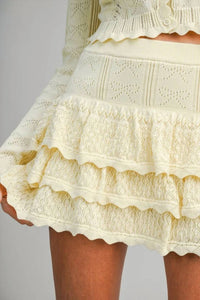 Mable - Bow Pointelle Knit Skirt