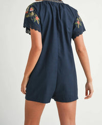 Mable - Calypso Embroidered Short Sleeve Romper