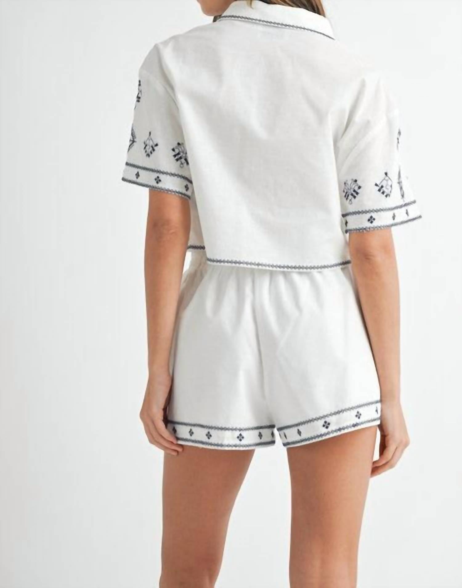 Mable - Embroidered Button Cropped Set - clothing - crop - tops - patterned