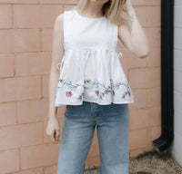 Mable - Embroidered Peplum Tank Top