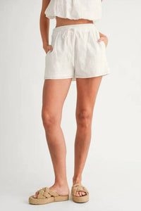 Mable - Eyelet Bubble Hem Sleeveless Top And Shorts Set