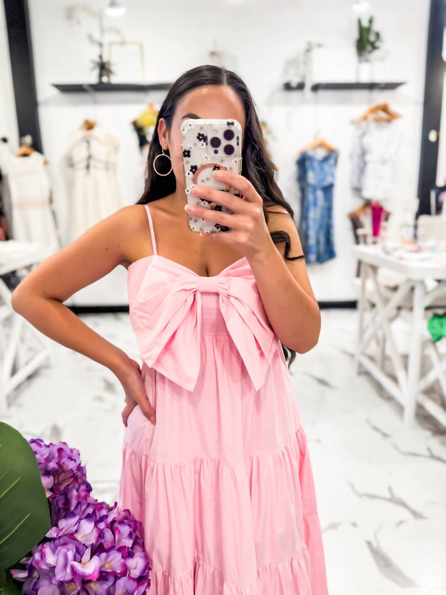 Mable - I'm A Pink Girl Ruffle Bow Maxi Dress - clothing - cotton - dresses