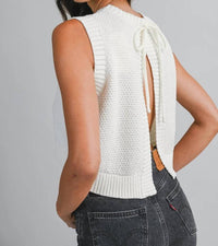 Mable - Knit Sleeveless Crop Top With Open Back Tie