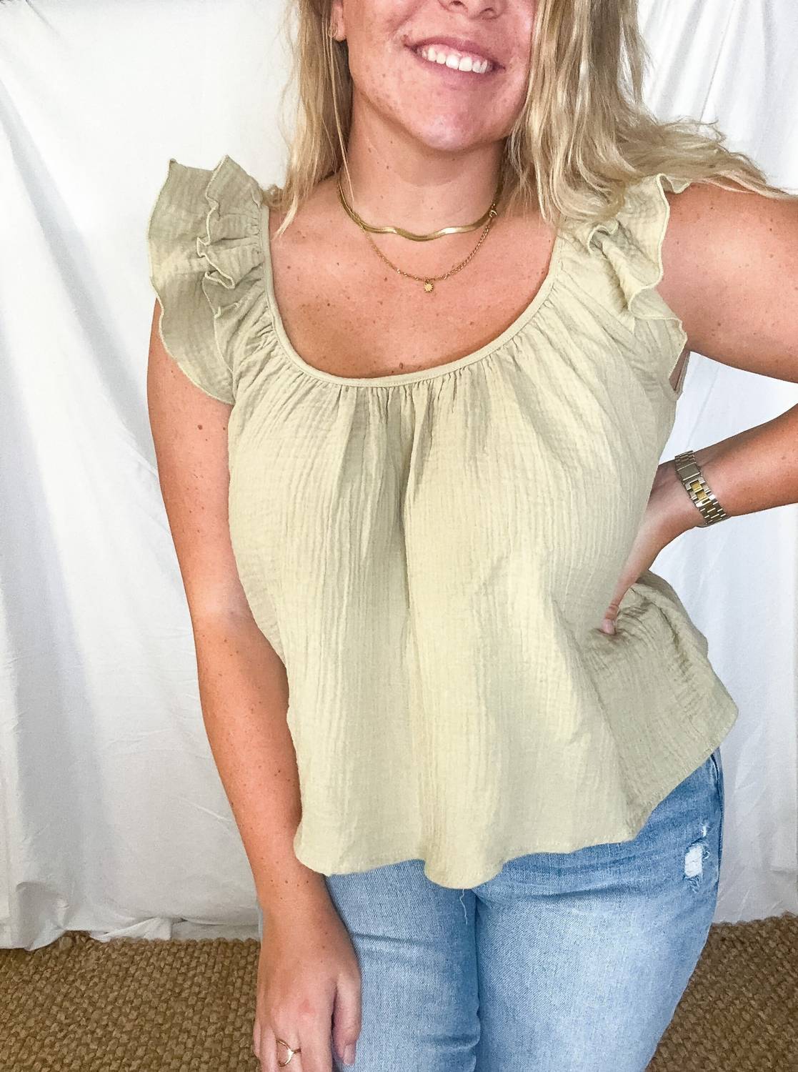 Mable - Layken Ruffled Shoulder Top