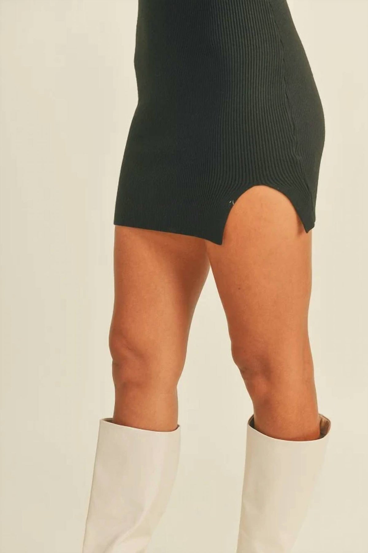 Mable - Long Sleeve Sweater Ribbed Mini Dress